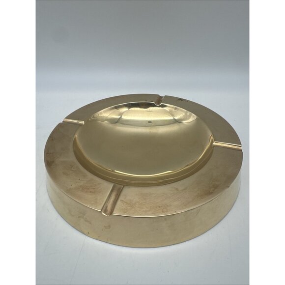 Vintage MCM Brass Taiwan 7” Round Ashtray Trinket Dish - Picture 1 of 11